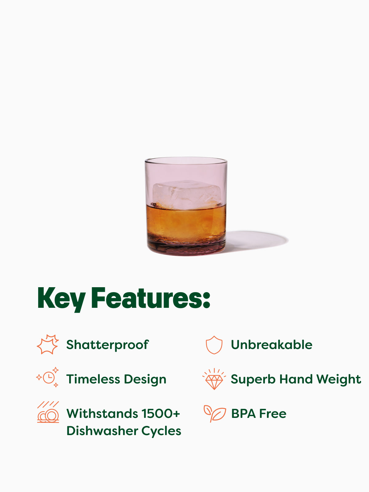 RESERVE 12oz Old Fashioned Color Series Tritan™ Copolyester Glass Blush - Bulk