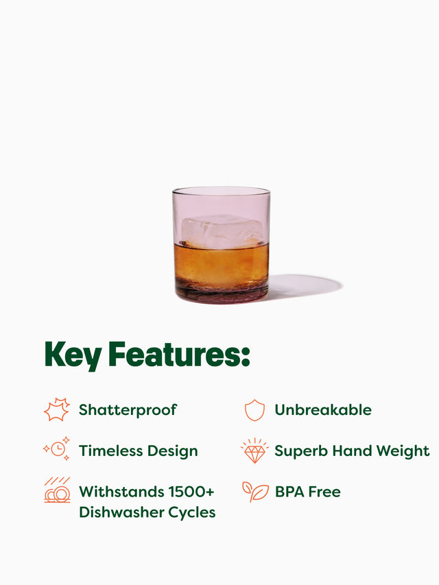 RESERVE 12oz Old Fashioned Color Series Tritan™ Copolyester Glass Blush - Bulk