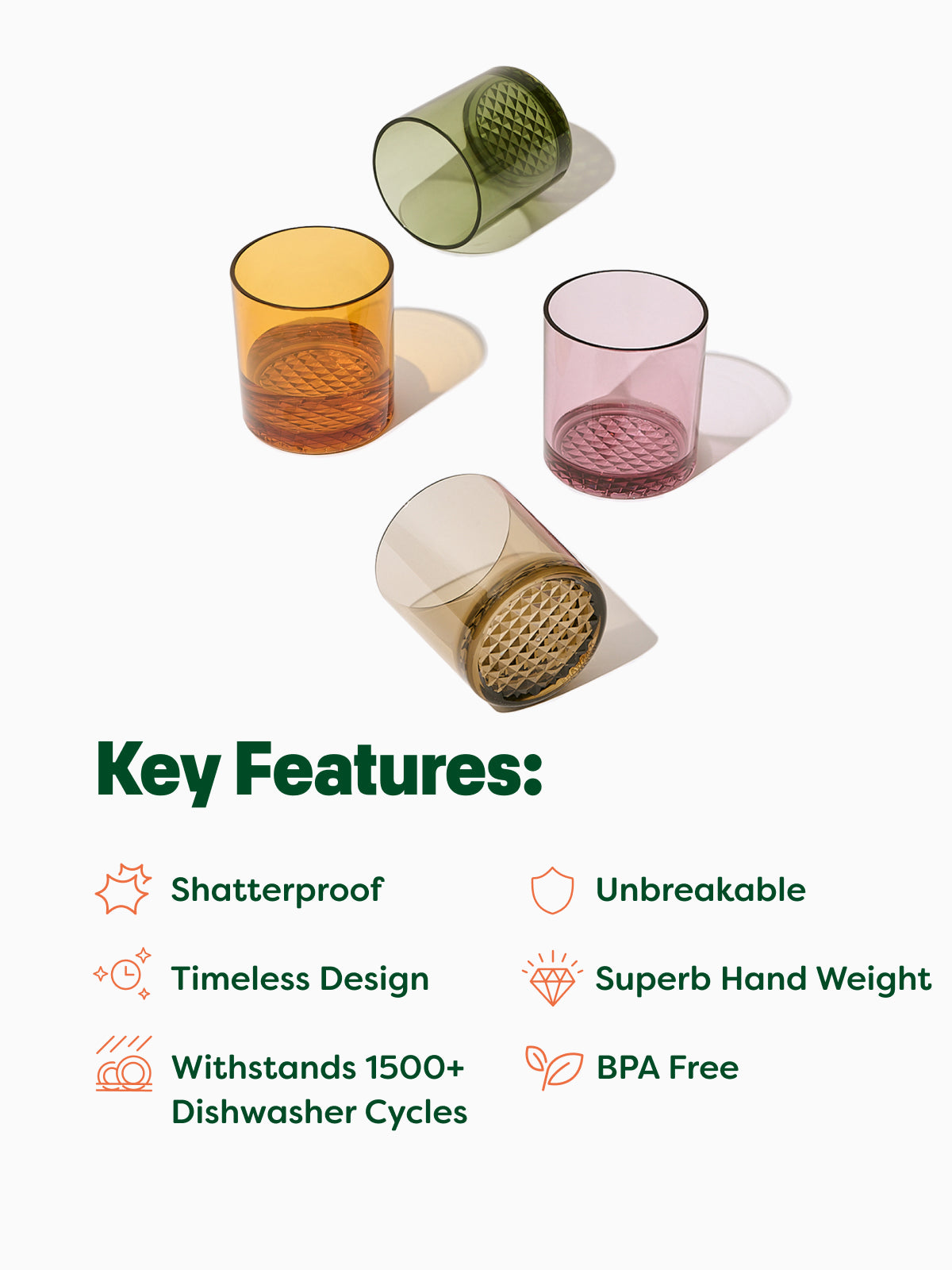 RESERVE 12oz Old Fashioned Color Series Tritan™ Copolyester Glass Mixed Set - Bulk