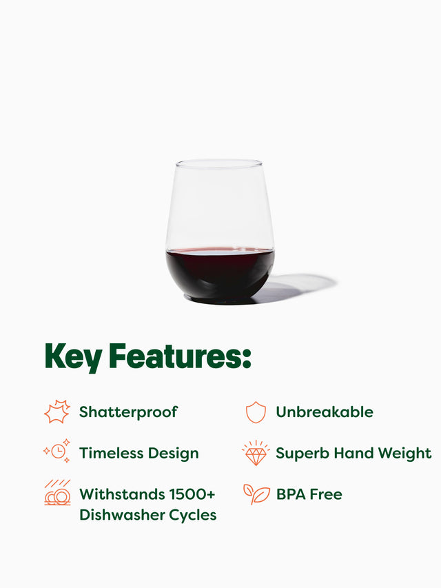 RESERVE 16oz Stemless Wine Tritan™ Copolyester Glass - Bulk