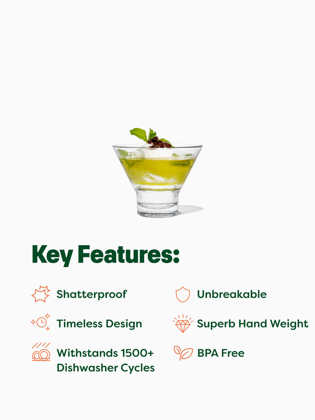 RESERVE 8oz Stemless Martini Tritan™ Copolyester Glass - Bulk