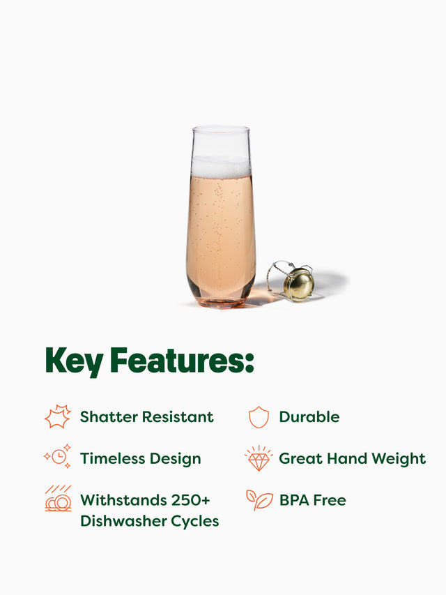 RESERVE 9oz Stemless Champagne MS Copolyester Glass - Bulk