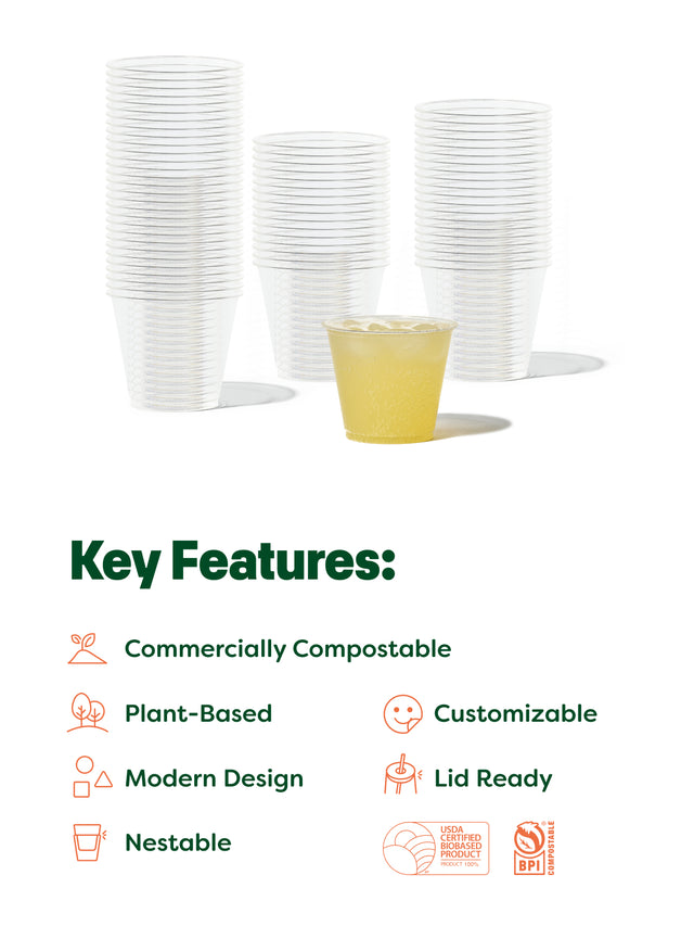 NATURAL 10oz Arena 96mm Compostable Cup - Bulk - 1000/Case