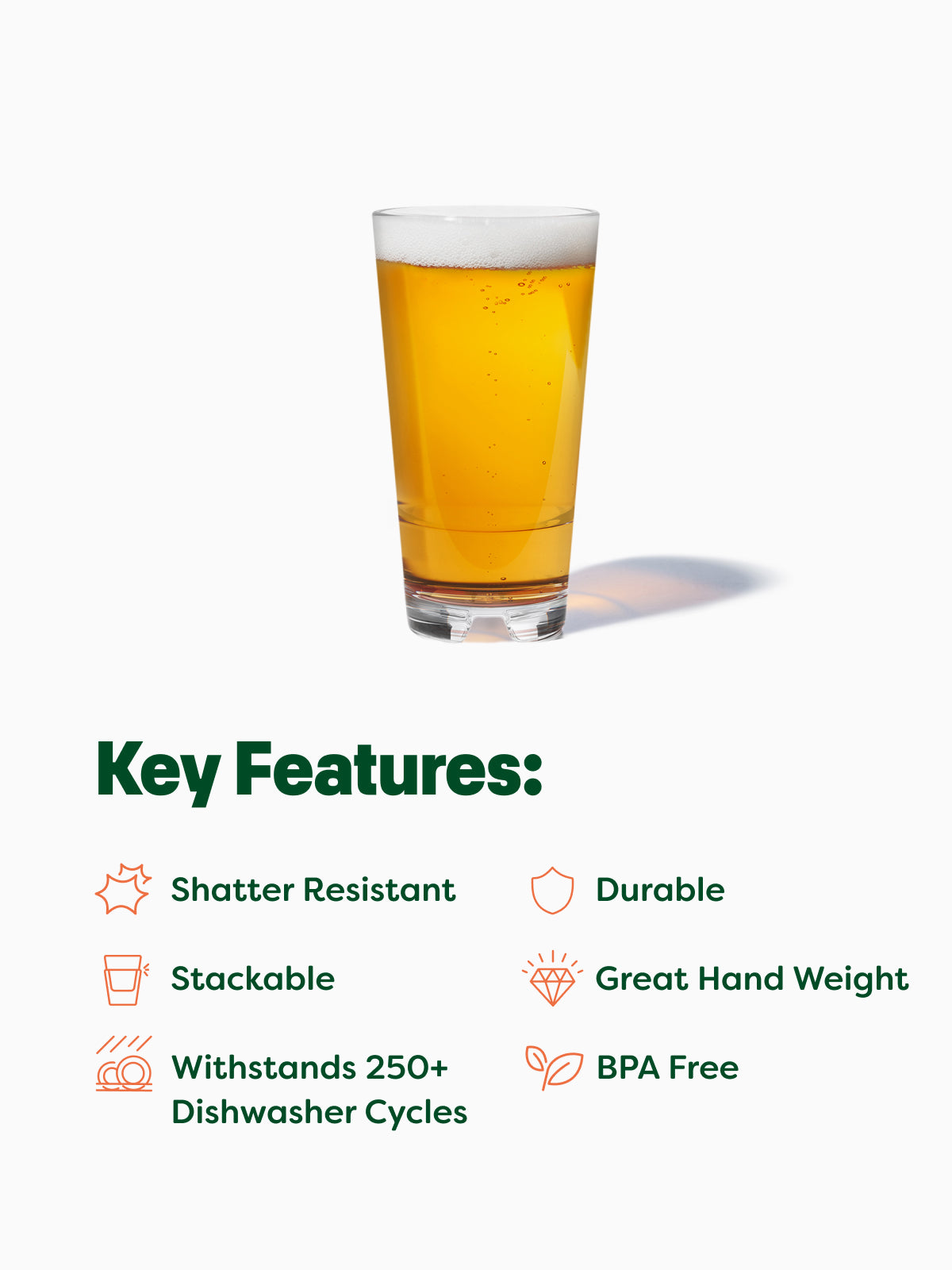 RESERVE 16oz Stackable Pint MS Copolyester Glass - Bulk