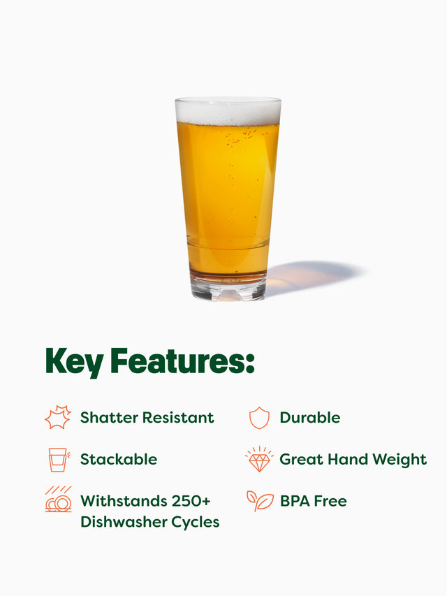 RESERVE 16oz Stackable Pint MS Copolyester Glass - Bulk