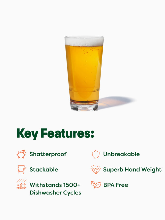 RESERVE 16oz Stackable Pint Tritan™ Copolyester Glass - Bulk