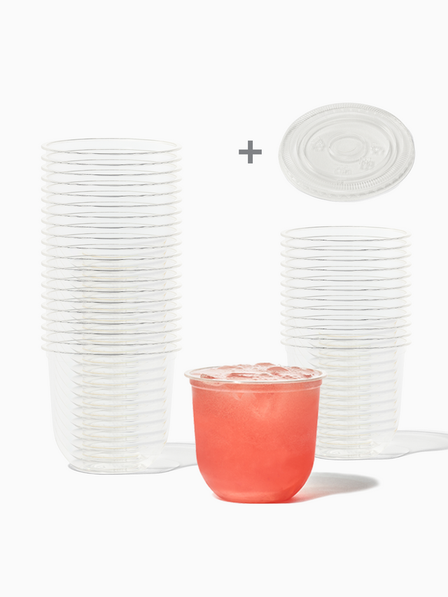 NATURAL 12oz Rounded Bottom Compostable Arc Cup & Straw Lid Bundle