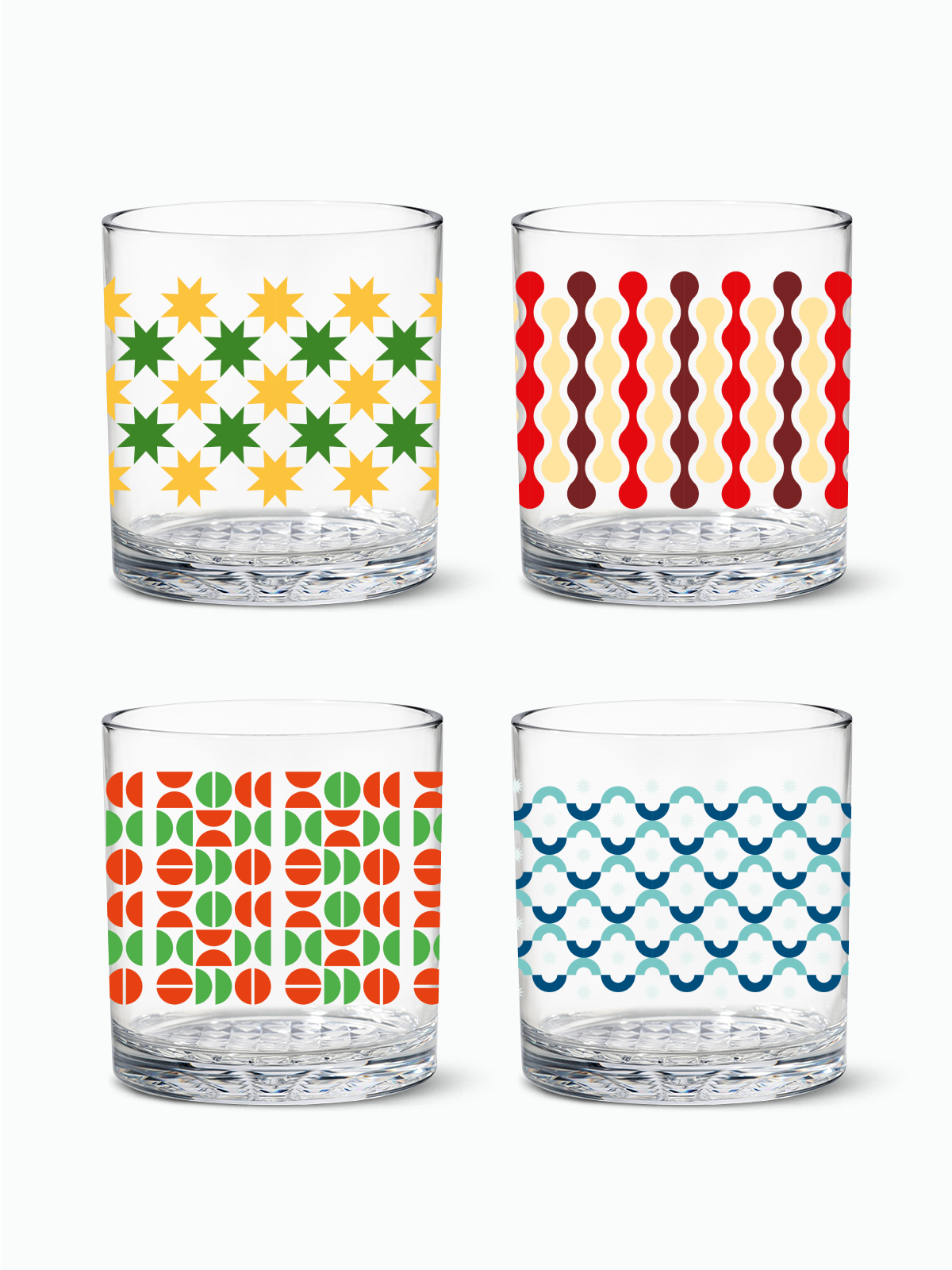 Abstract Christmas Pattern - RESERVE 12oz Old Fashioned Tritan™ Copolyester Glass
