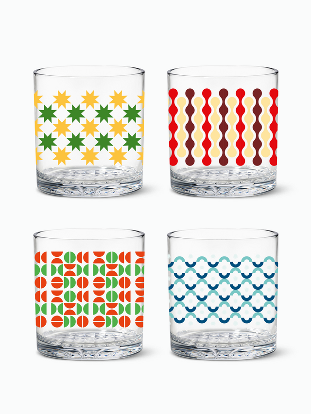Abstract Christmas Pattern - RESERVE 12oz Old Fashioned Tritan™ Copolyester Glass