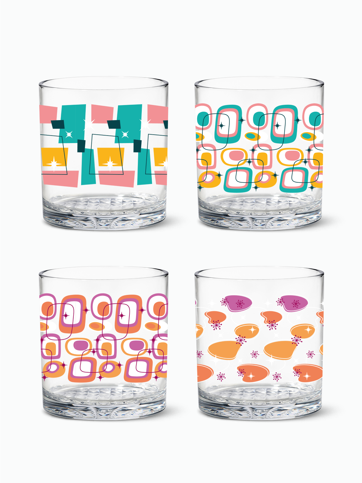 Mid-Century Retro Pattern - RESERVE 12oz Old Fashioned Tritan™ Copolyester Glass