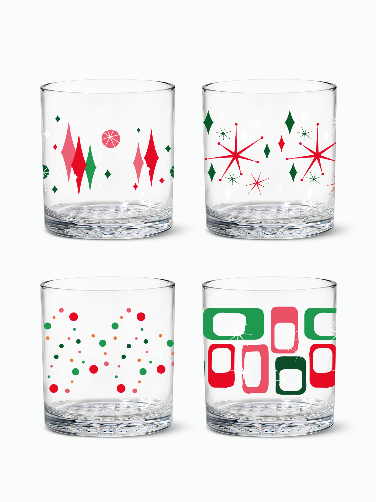 Retro Festive Pattern - RESERVE 12oz Old Fashioned Tritan™ Copolyester Glass