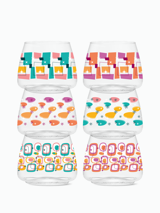Mid-Century Retro Pattern - POP 12oz Rocks