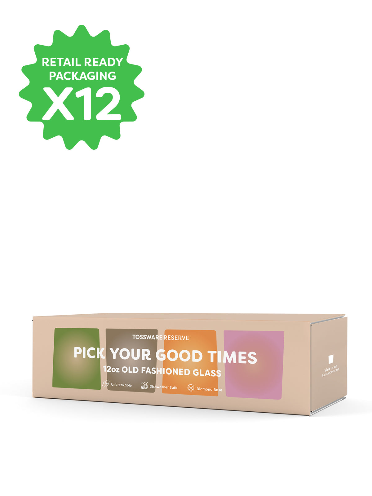 RESERVE 12oz Old Fashioned Color Series Tritan™ Copolyester Glass Amber - Bulk