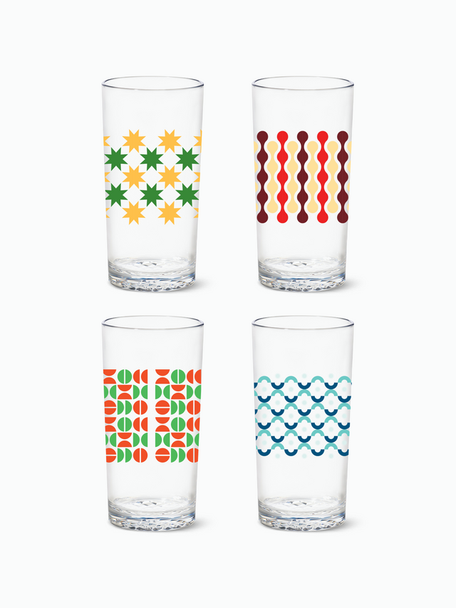 Abstract Christmas Pattern - RESERVE 14oz Highball Tritan™ Copolyester Glass