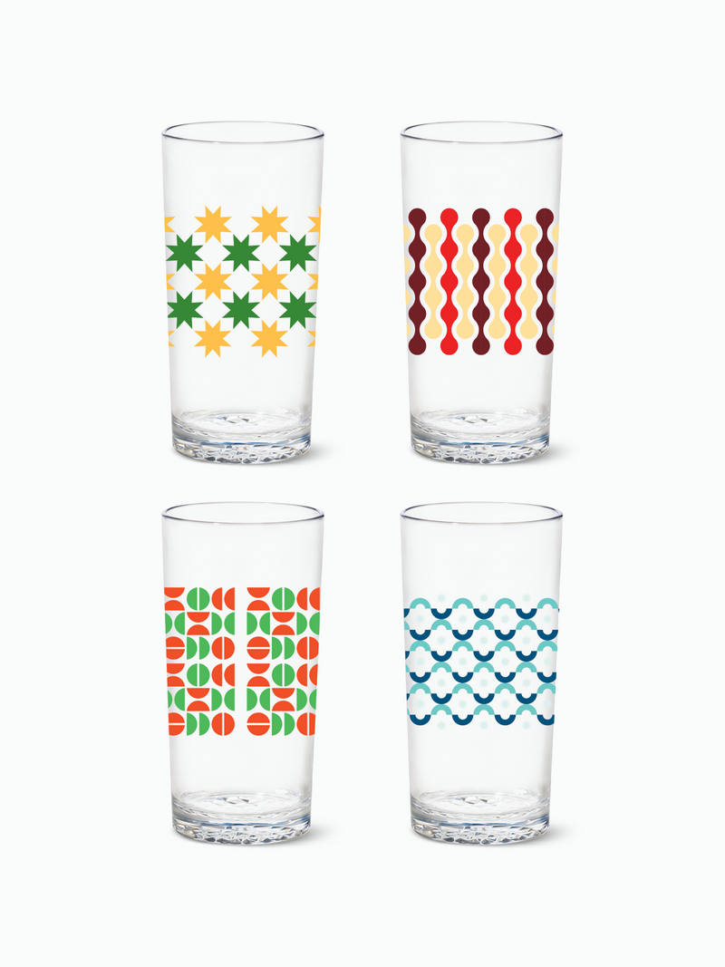 Abstract Christmas Pattern - RESERVE 14oz Highball Tritan™ Copolyester Glass