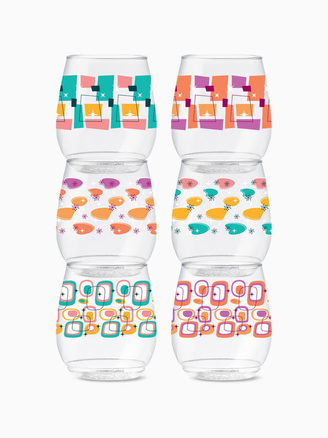 Mid-Century Retro Pattern - POP 14oz Vino