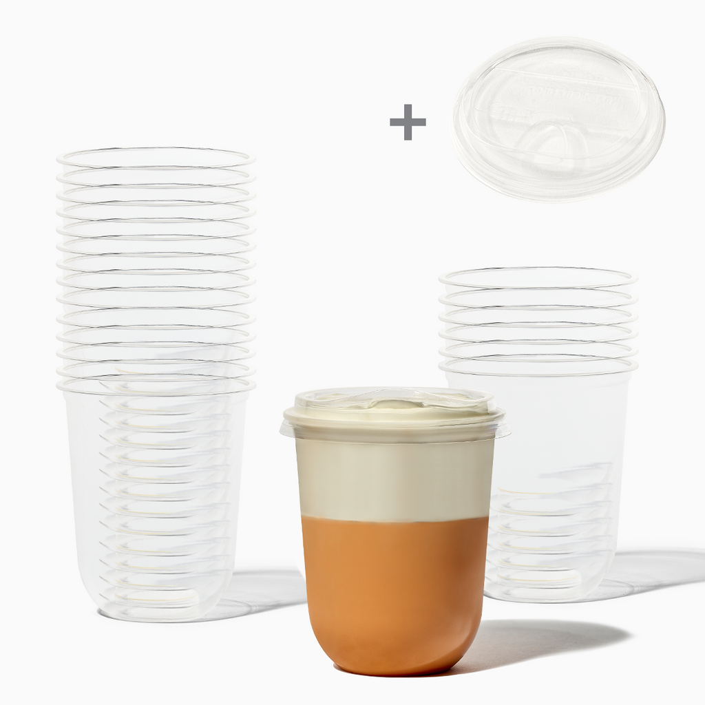 NATURAL 16oz Rounded Bottom Compostable Arc Cup & Sip Lid Bundle — 50 Pack