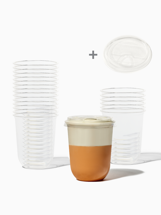NATURAL 16oz Rounded Bottom Compostable Arc Cup & Sip Lid Bundle