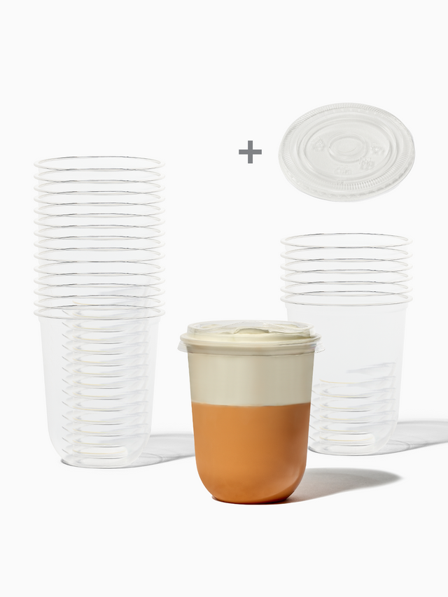 NATURAL 16oz Rounded Bottom Compostable Arc Cup & Straw Lid Bundle