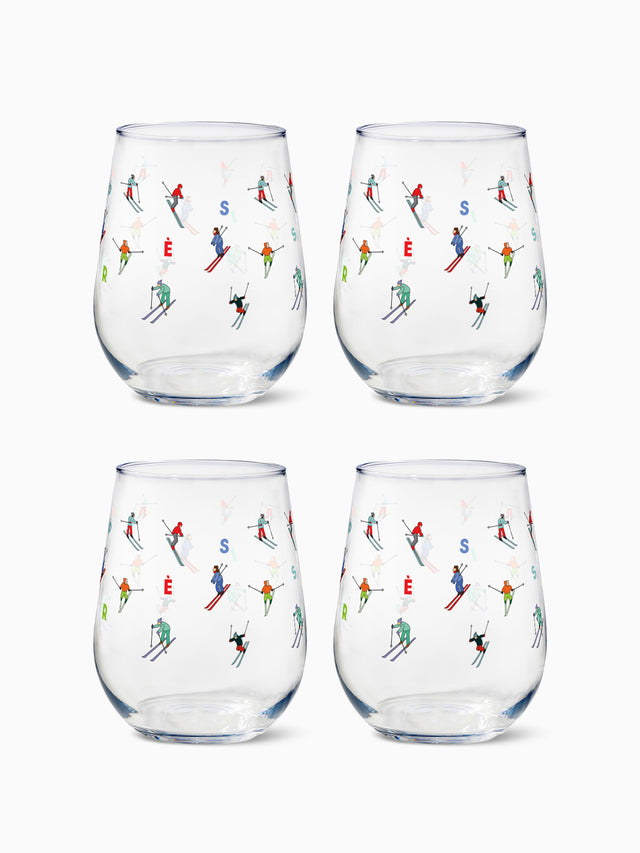 Ski Parade - RESERVE 16oz Stemless Wine Tritan™ Copolyester Glass