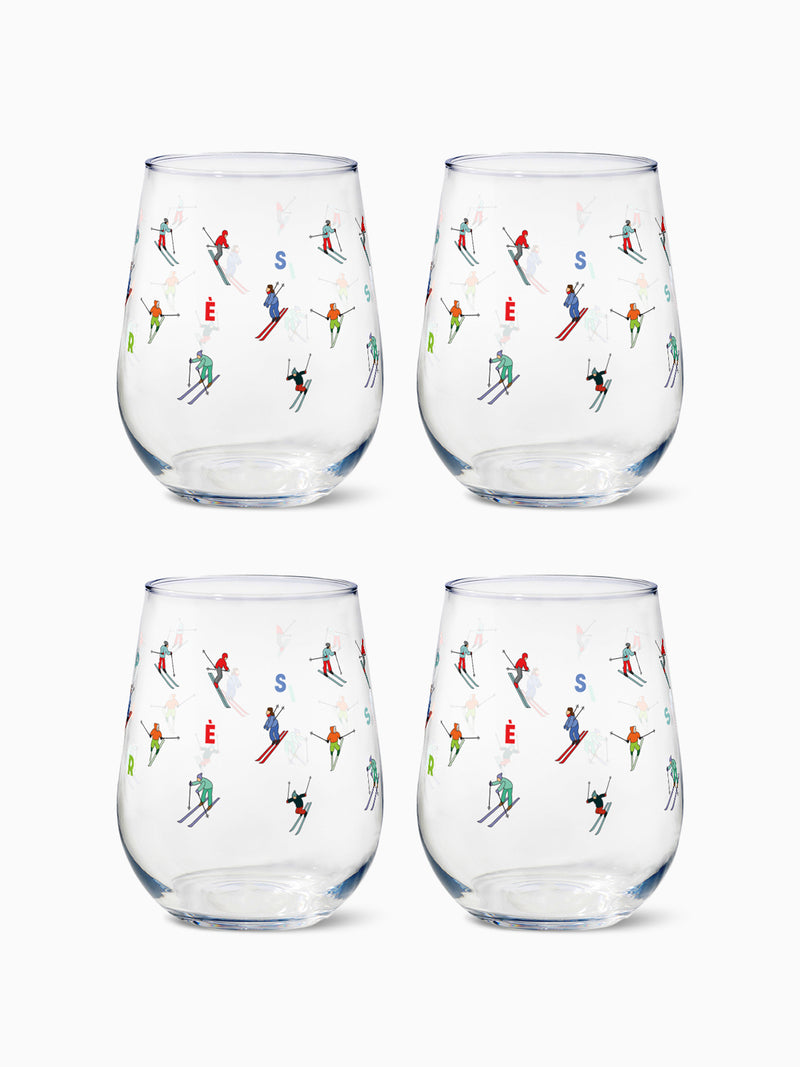 Ski Parade - RESERVE 16oz Stemless Wine Tritan™ Copolyester Glass