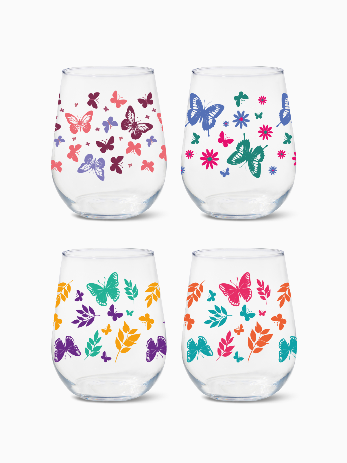 Butterfly Haven - RESERVE 16oz Stemless Wine Tritan™ Copolyester Glass