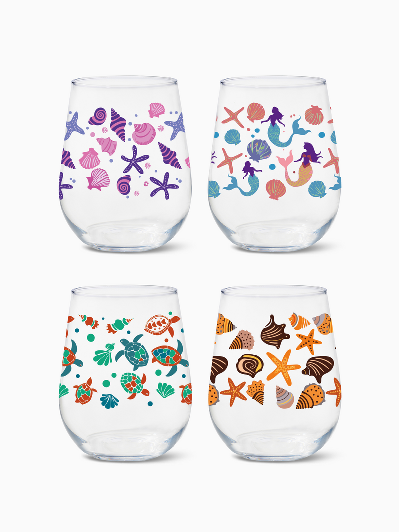 Coastal Charm - RESERVE 16oz Stemless Wine Tritan™ Copolyester Glass