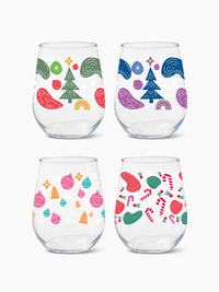 Enchanted Holiday Pattern - RESERVE 16oz Stemless Wine Tritan™ Copolyester Glass