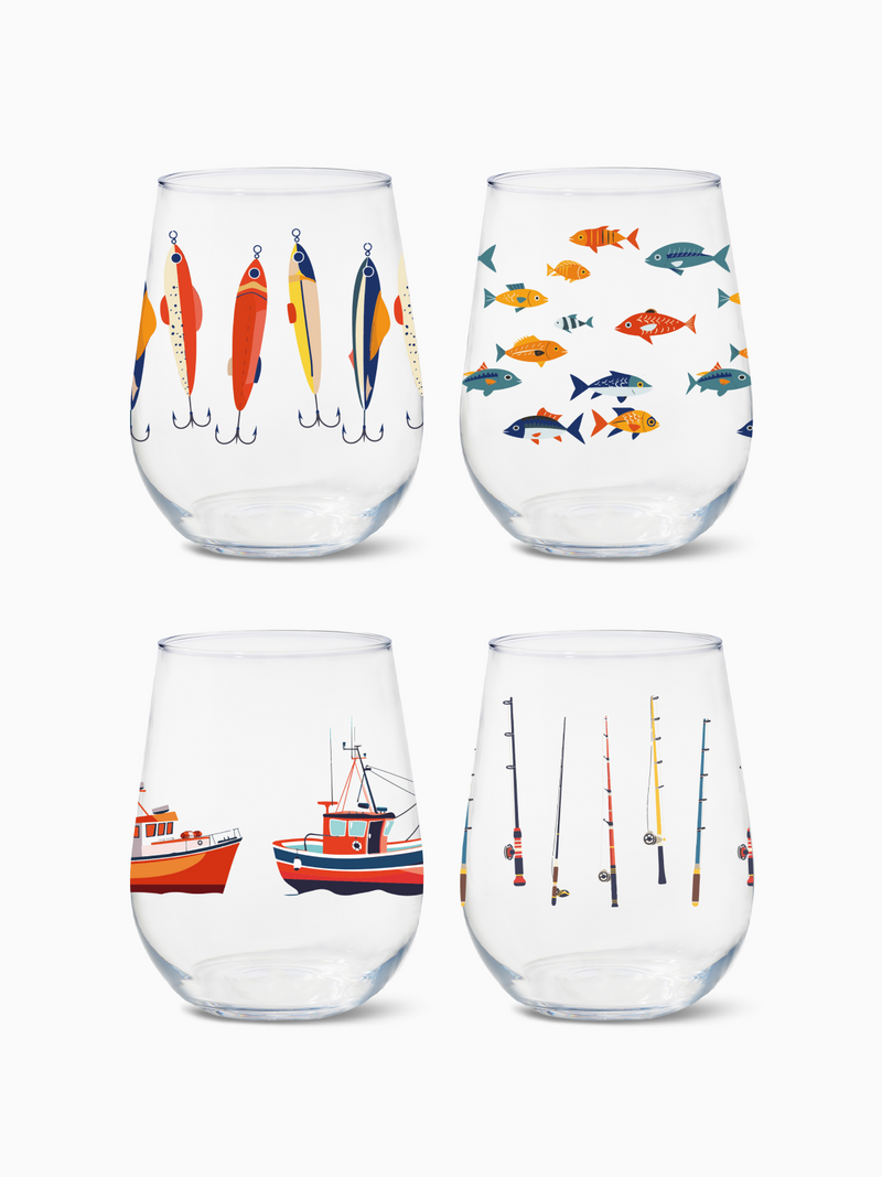 Fisherman's Charm - RESERVE 16oz Stemless Wine Tritan™ Copolyester Glass