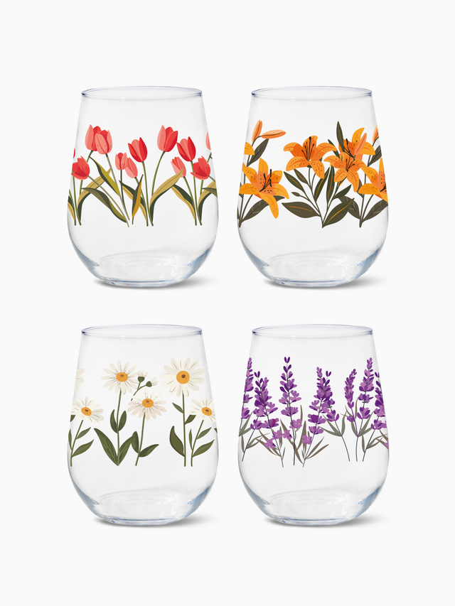 Floral Fantasy - RESERVE 16oz Stemless Wine Tritan™ Copolyester Glass
