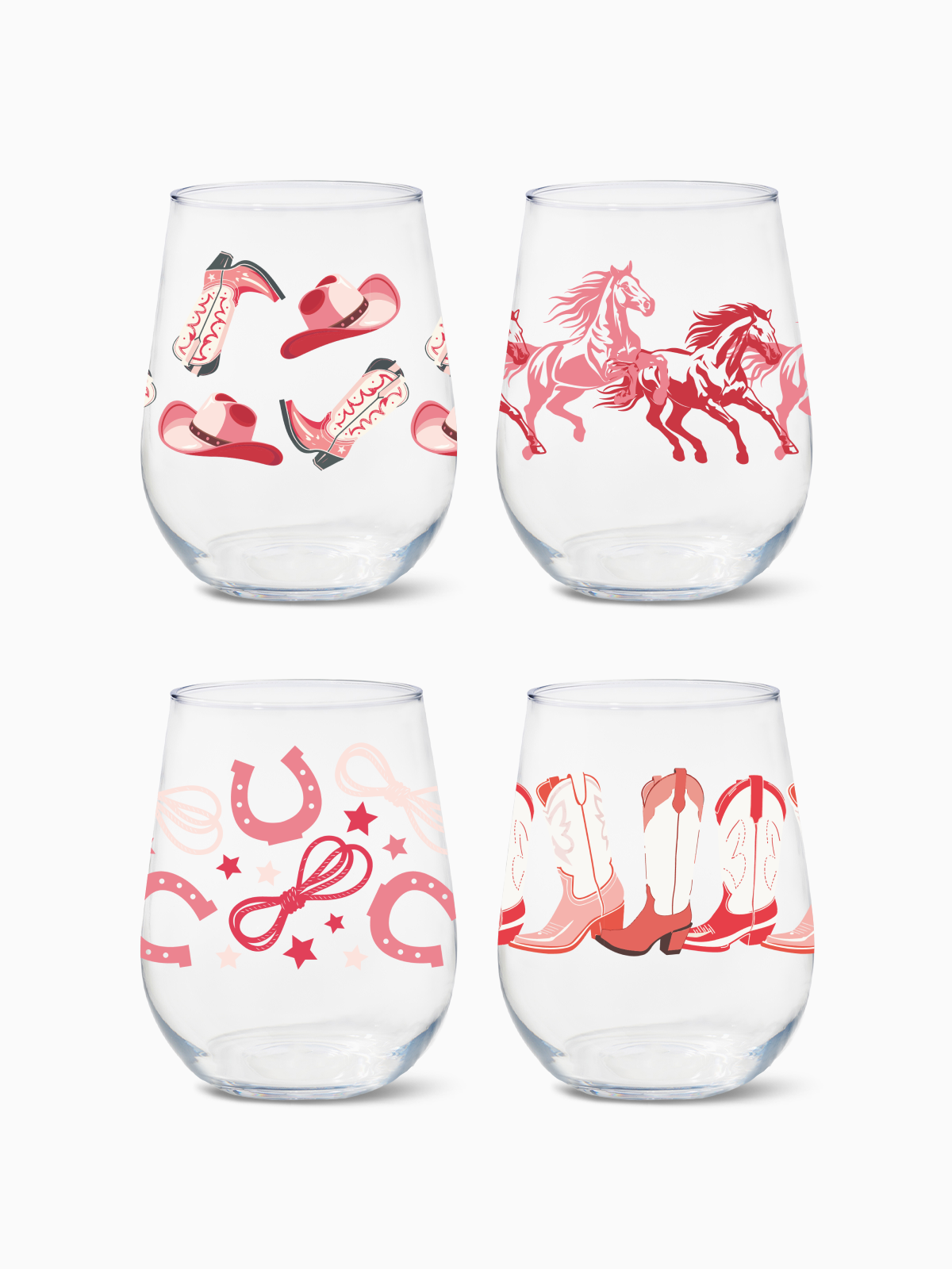 Pink Wild West - RESERVE 16oz Stemless Wine Tritan™ Copolyester Glass