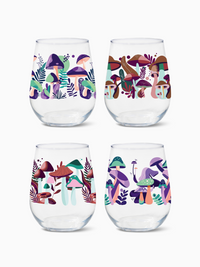 Psychedelic Shrooms - RESERVE 16oz Stemless Wine Tritan™ Copolyester Glass