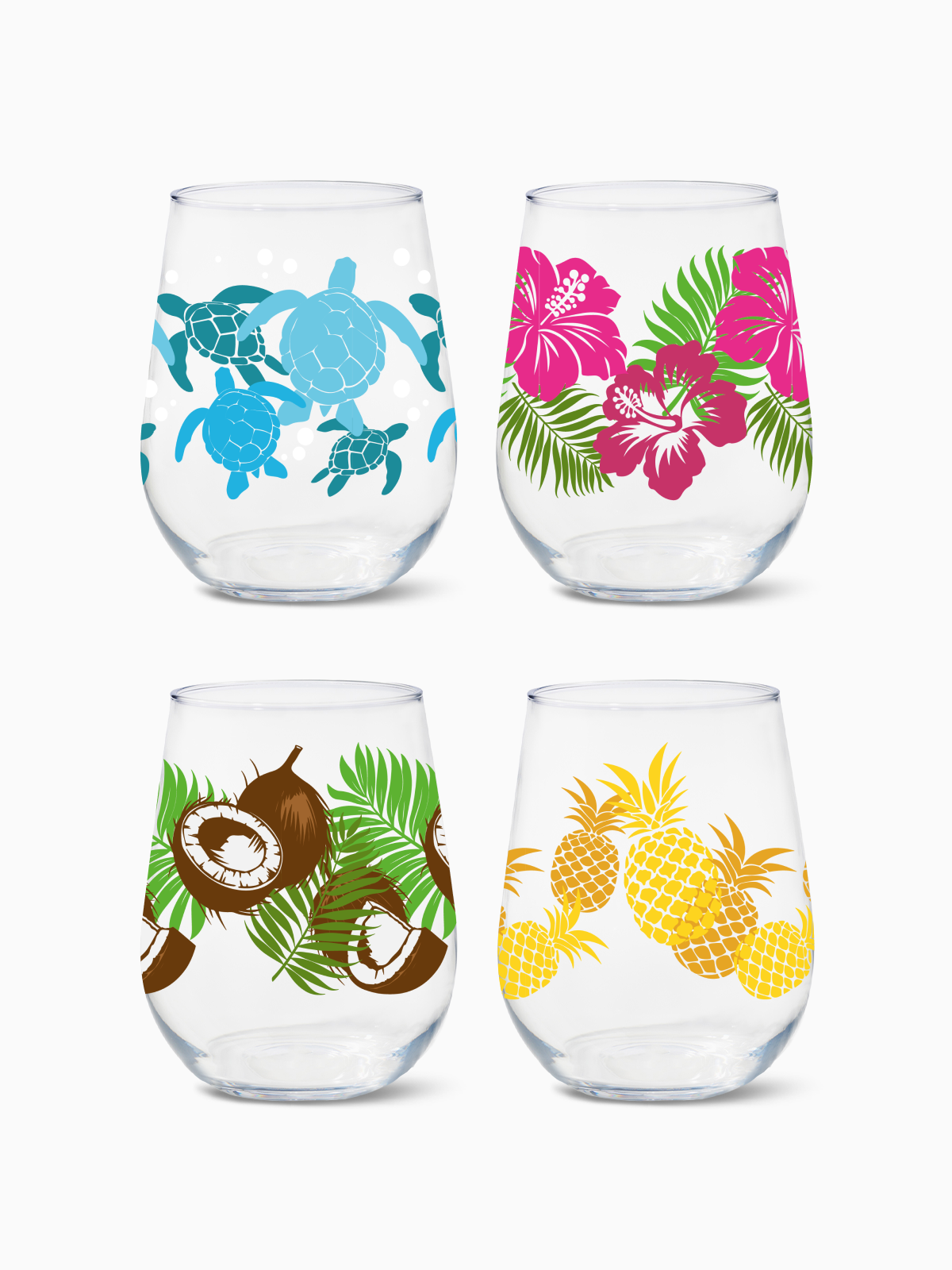 Tropical Oasis - RESERVE 16oz Stemless Wine Tritan™ Copolyester Glass