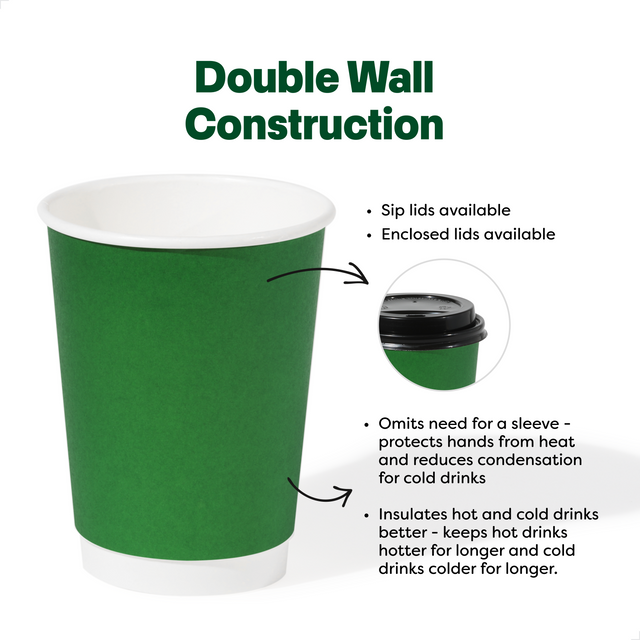 GO 12oz Double Wall Paper Cup Mixed Color Bundle with Lids