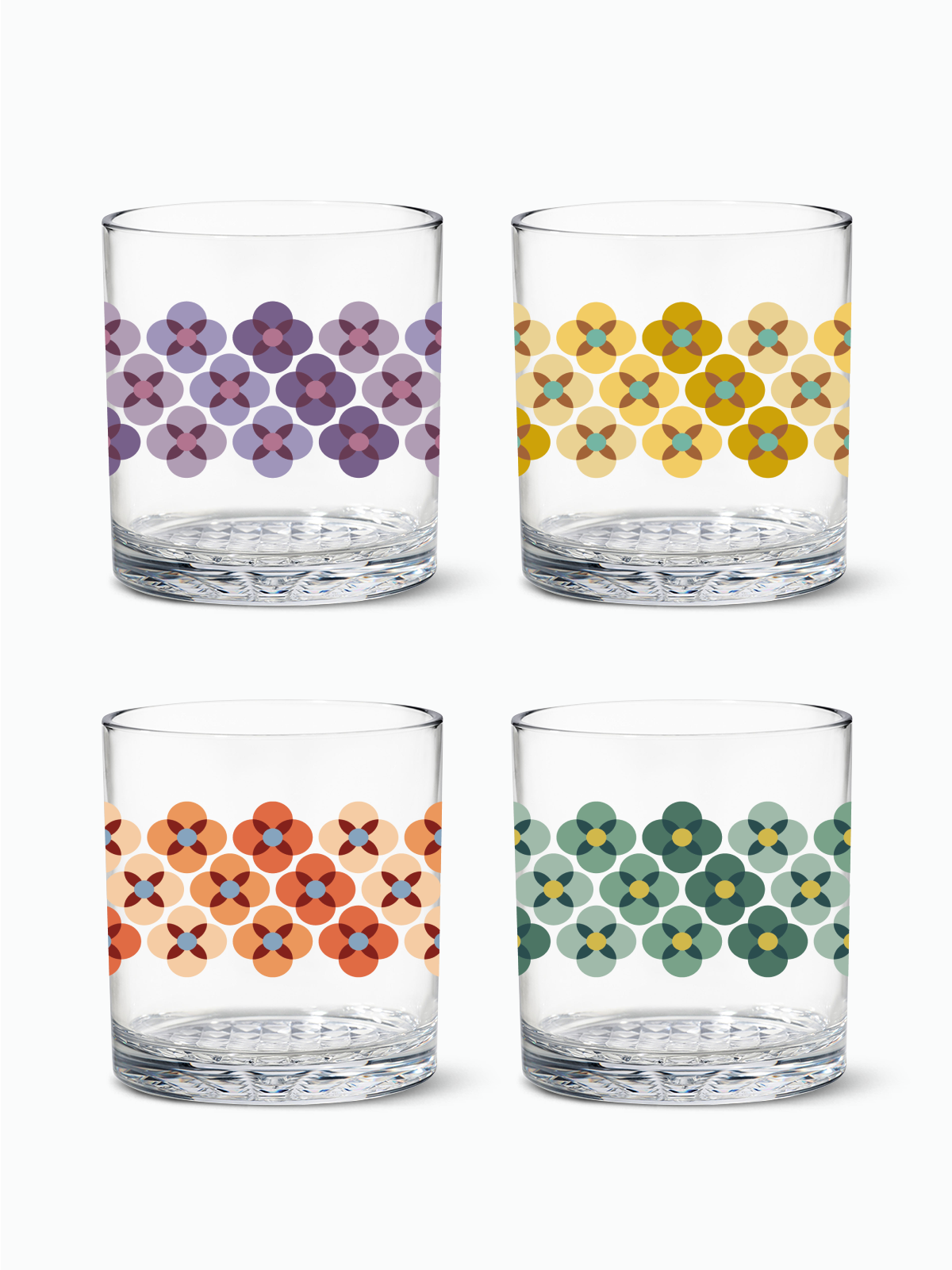 70's Flower Pattern - RESERVE 12oz Old Fashioned Tritan™ Copolyester Glass