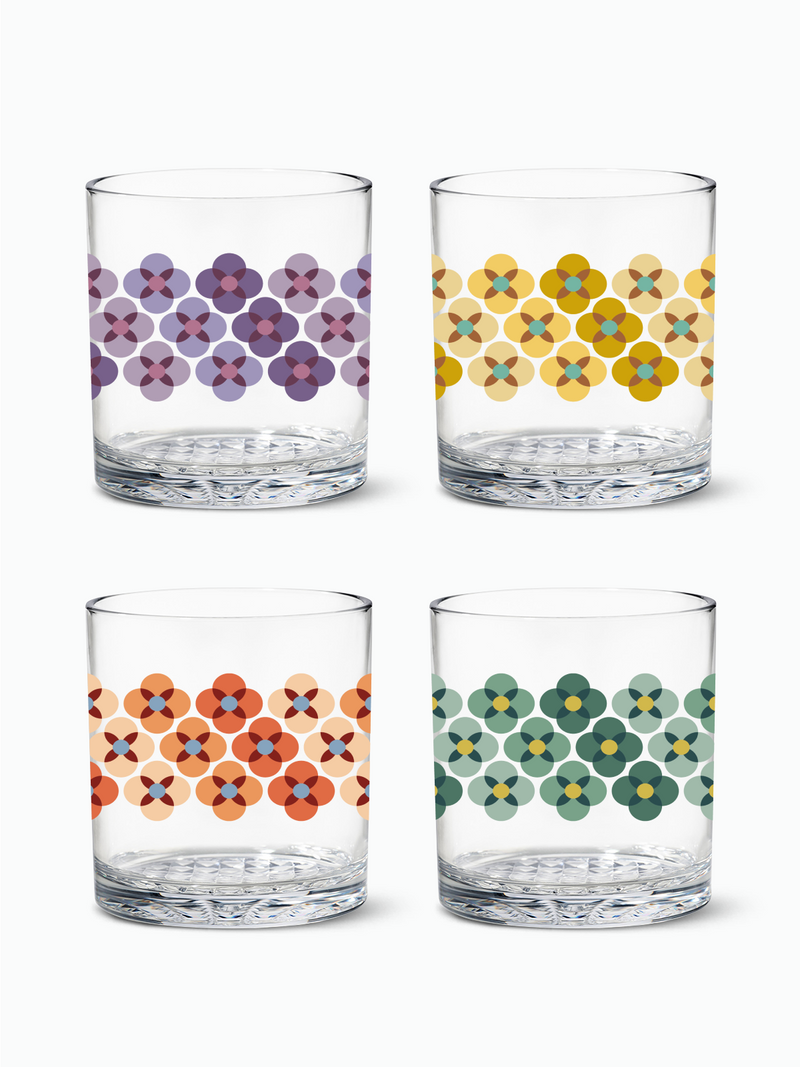 70's Flower Pattern - RESERVE 12oz Old Fashioned Tritan™ Copolyester Glass