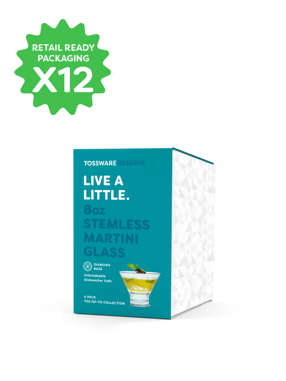 RESERVE 8oz Stemless Martini Tritan™ Copolyester Glass - Bulk