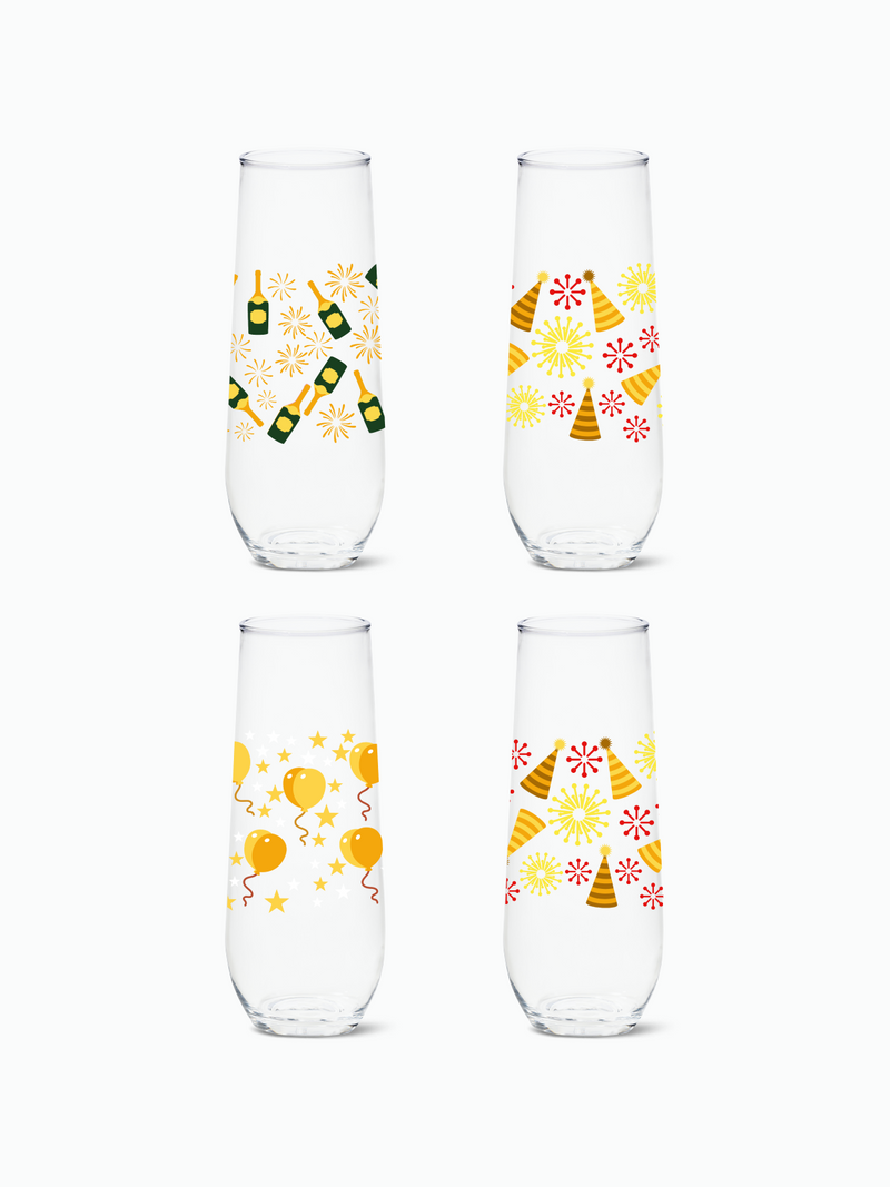 Festive Bliss - RESERVE 9oz Stemless Champagne Tritan™ Copolyester Glass