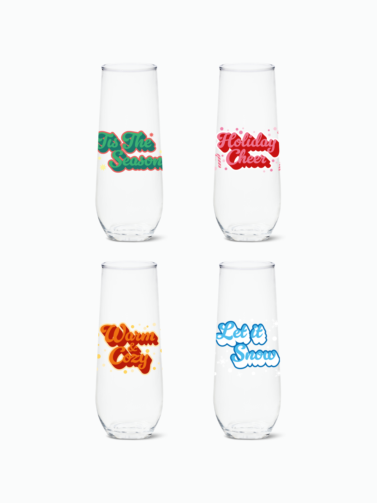 Festive Holiday - RESERVE 9oz Stemless Champagne Tritan™ Copolyester Glass