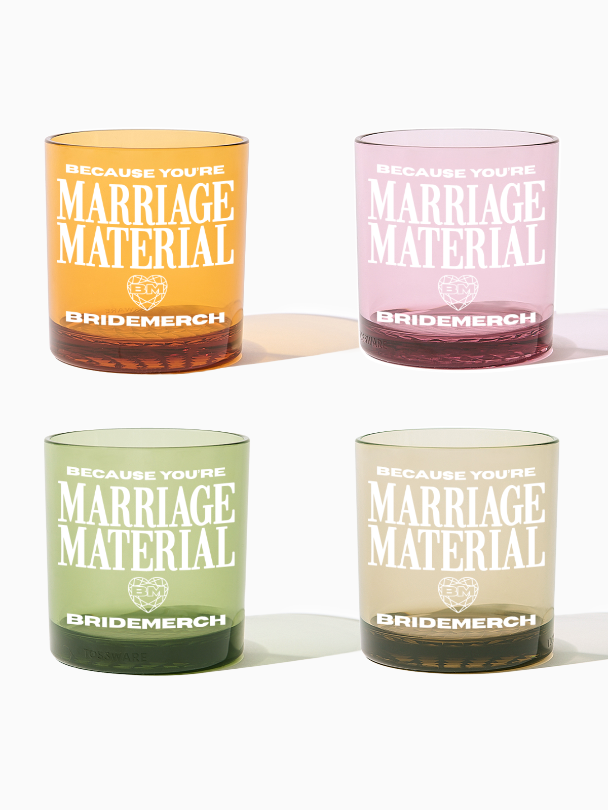 Because You're ...: TOSSWARE × BRIDEMERCH (White) - RESERVE 12oz Old Fashioned Tritan™ Copolyester Glass Mixed Set