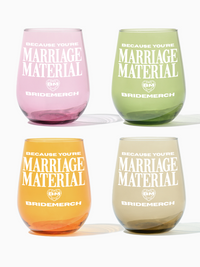 Because You're ... - Tossware × BRIDEMERCH - RESERVE 16oz Stemless Wine Color Series Tritan™ Copolyester Glass Mixed Set - White