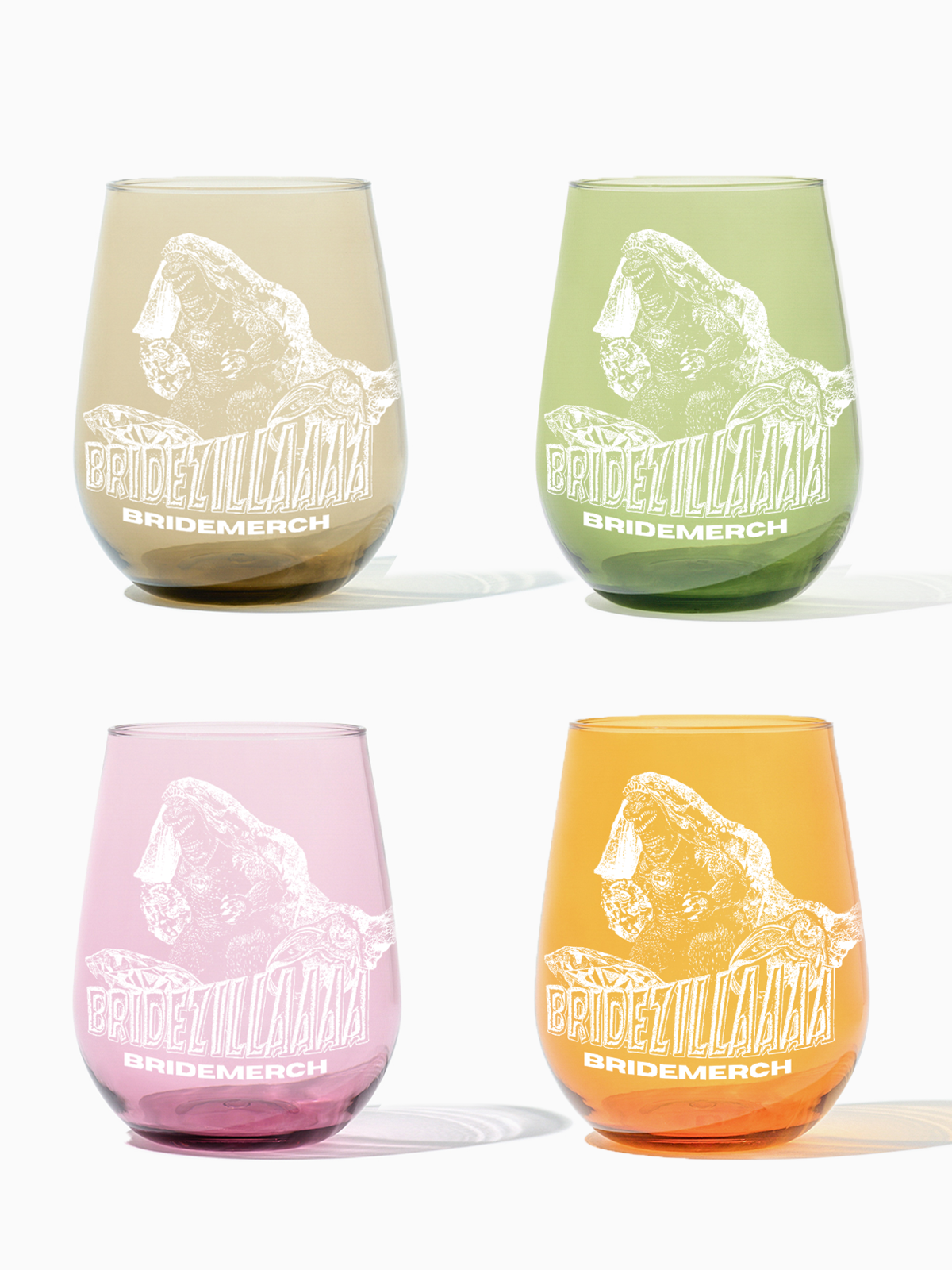 Bridezilla: TOSSWARE × BRIDEMERCH (White) - RESERVE 16oz Stemless Wine Tritan™ Copolyester Glass Mixed Set