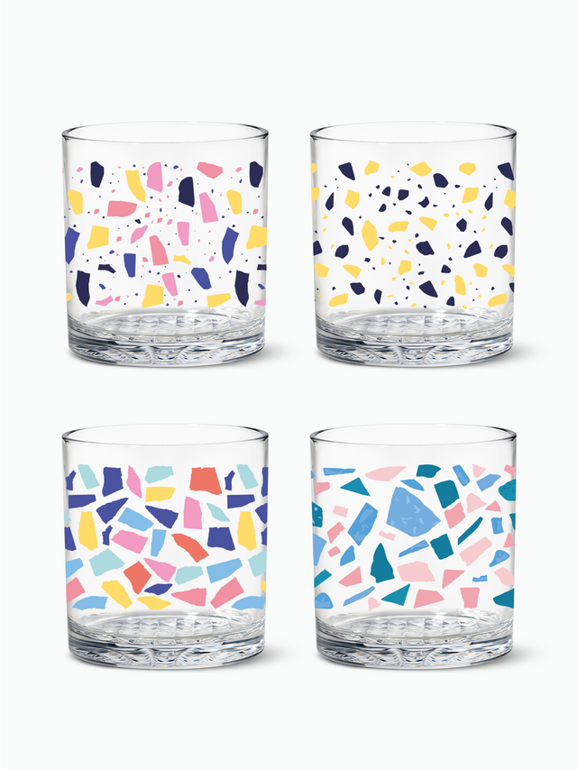 Colorful Terrazzo - RESERVE 12oz Old Fashioned Tritan™ Copolyester Glass