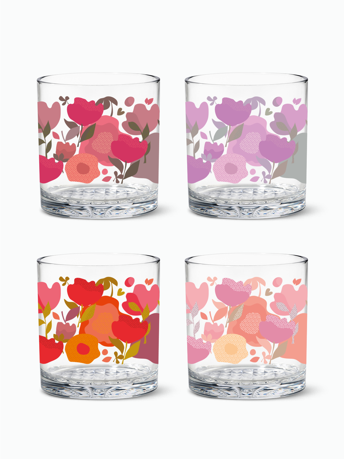 Crimson Blooms - RESERVE 12oz Old Fashioned Tritan™ Copolyester Glass
