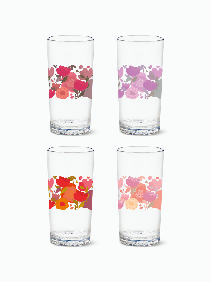 Crimson Blooms - RESERVE 14oz Highball Tritan™ Copolyester Glass