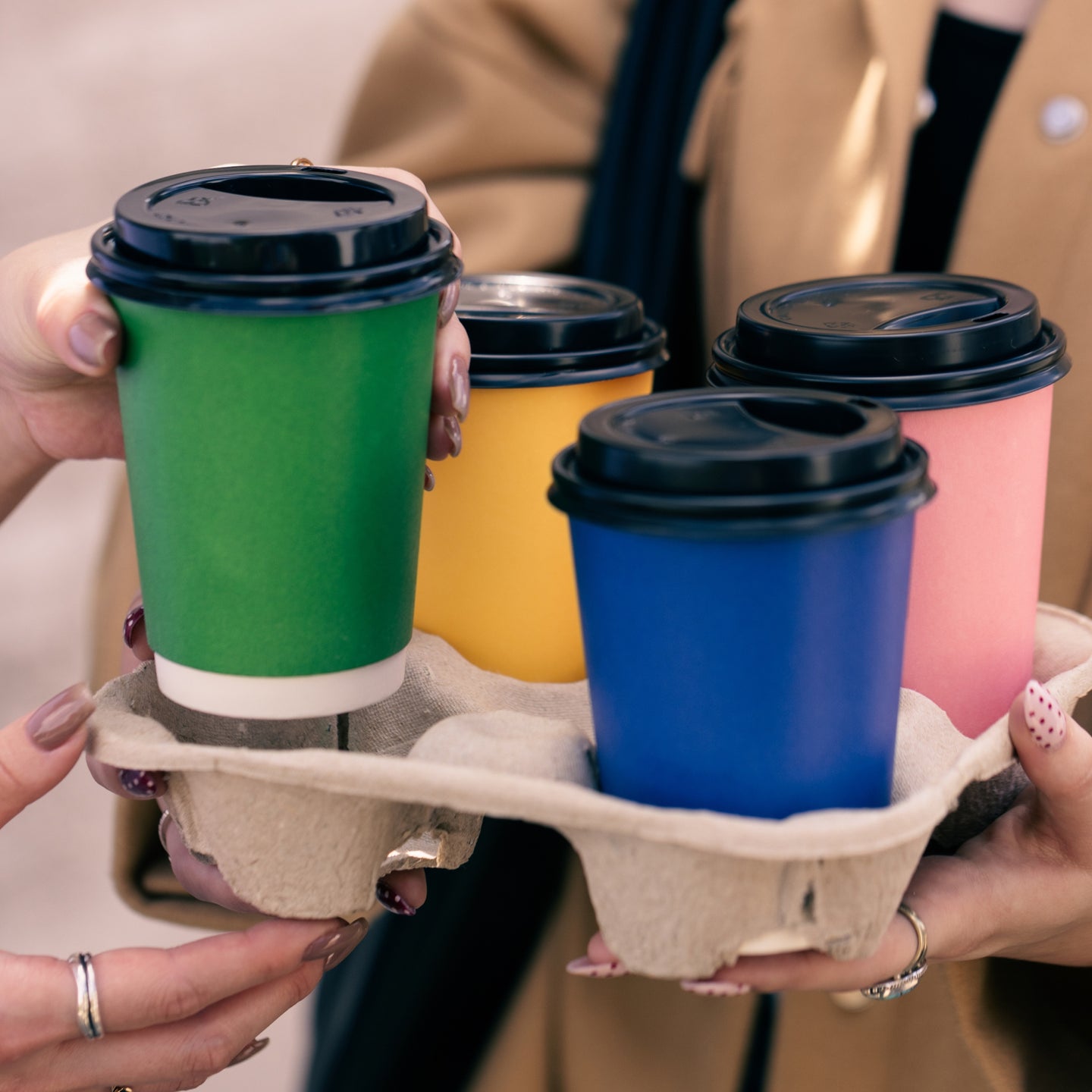 GO 12oz Double Wall Paper Cup Mixed Color Bundle with Lids