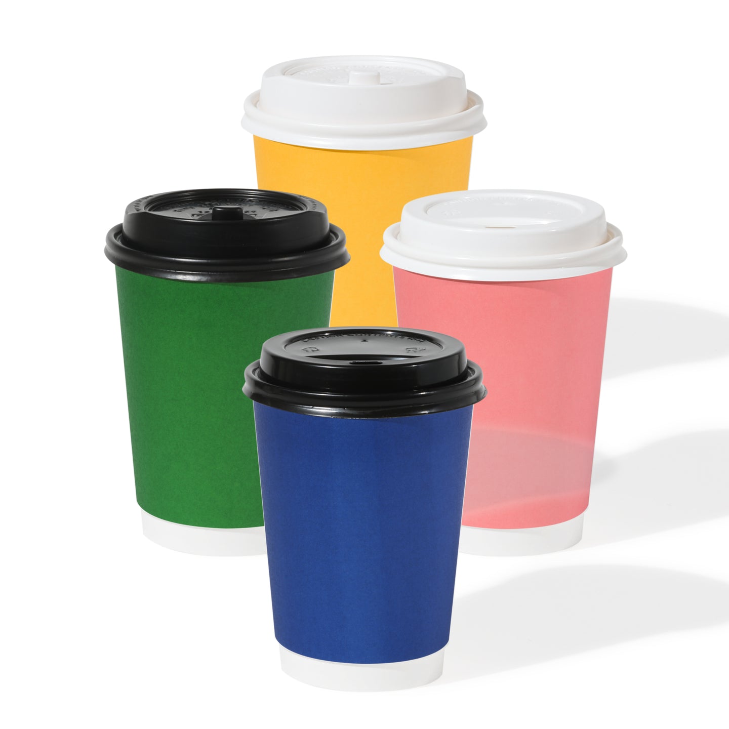 GO 12oz Double Wall Paper Cup Mixed Color Bundle with Lids