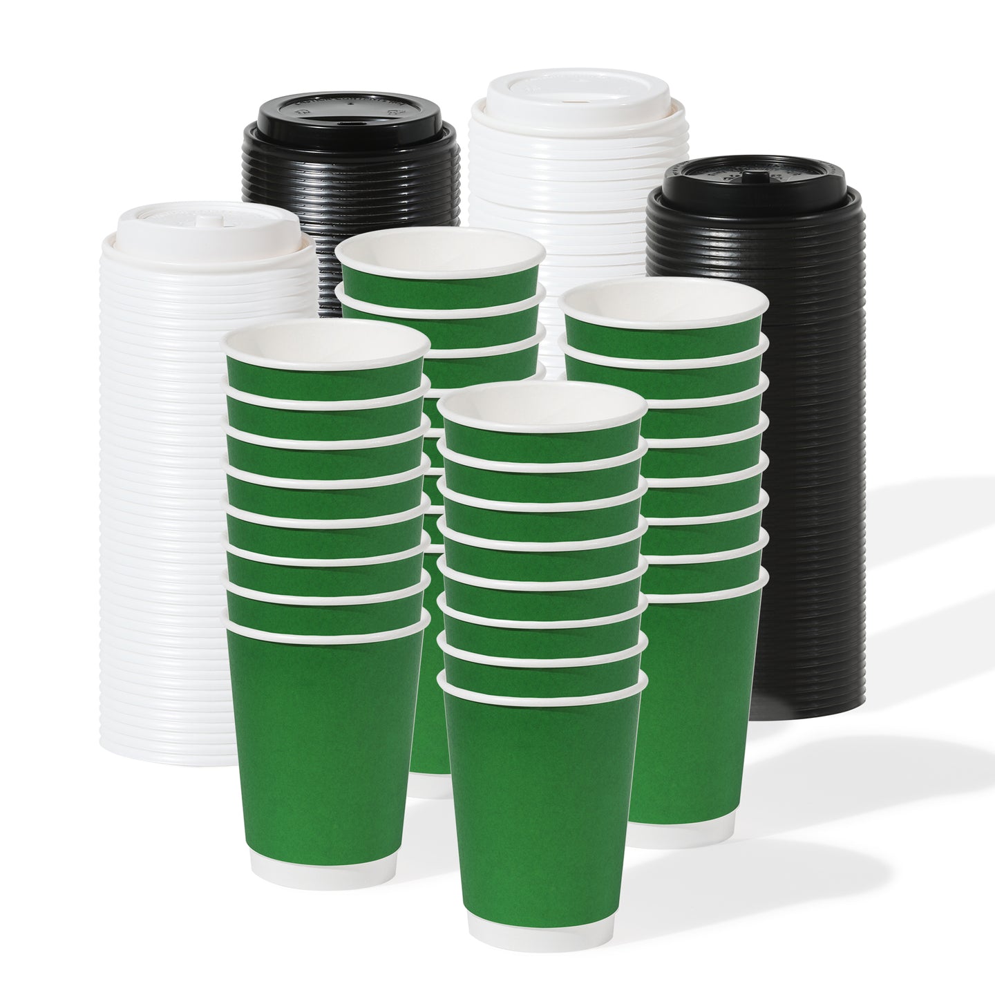 GO 12oz Double Wall Paper Pine Green Cup Bundle with Lids