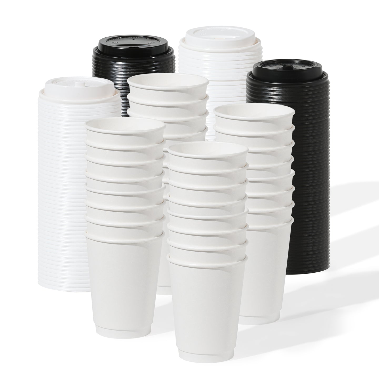 GO 12oz Double Wall Paper White Cup Bundle with Lids