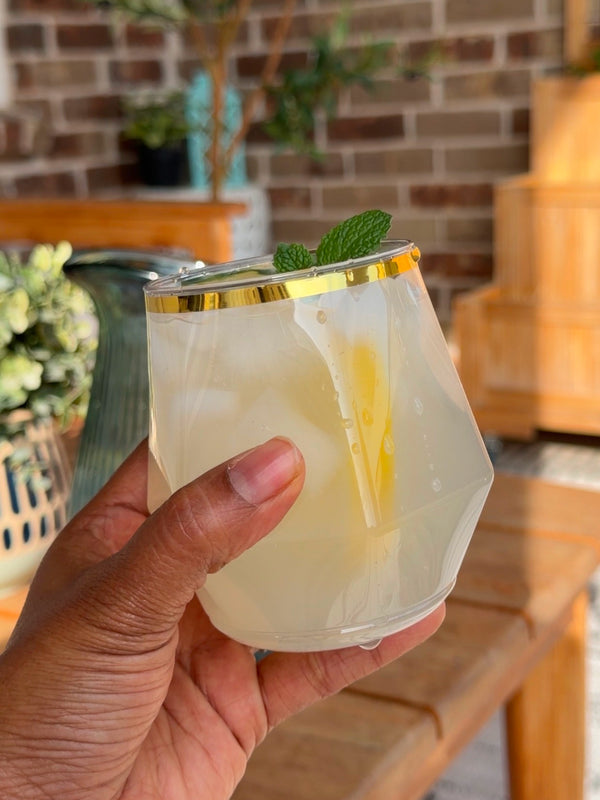 POP 12oz Diamond Vino Jr Gold Rim